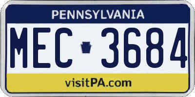 PA license plate MEC3684