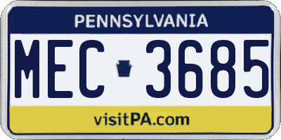 PA license plate MEC3685