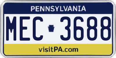 PA license plate MEC3688