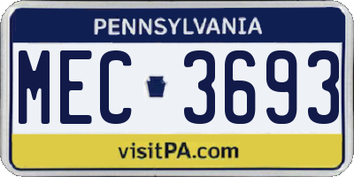 PA license plate MEC3693