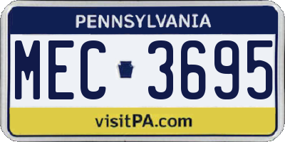 PA license plate MEC3695
