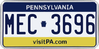 PA license plate MEC3696