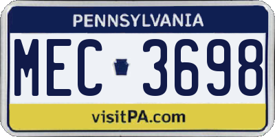 PA license plate MEC3698