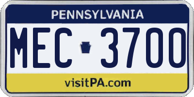 PA license plate MEC3700