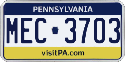 PA license plate MEC3703