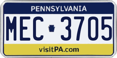 PA license plate MEC3705