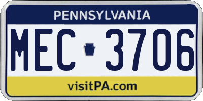 PA license plate MEC3706