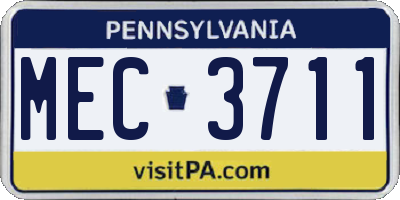 PA license plate MEC3711