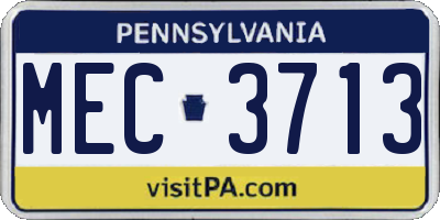 PA license plate MEC3713