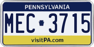 PA license plate MEC3715