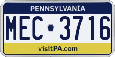 PA license plate MEC3716