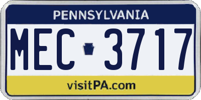 PA license plate MEC3717