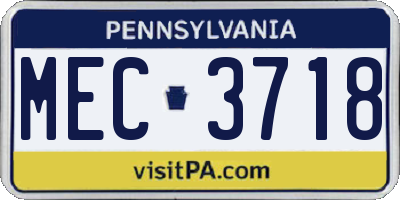 PA license plate MEC3718