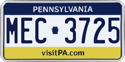 PA license plate MEC3725