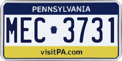 PA license plate MEC3731