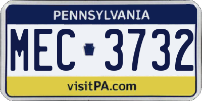 PA license plate MEC3732
