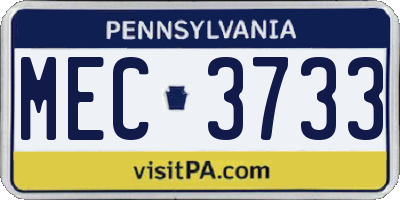 PA license plate MEC3733