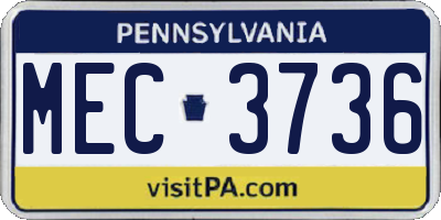 PA license plate MEC3736