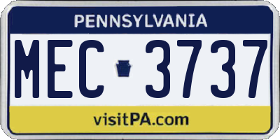 PA license plate MEC3737