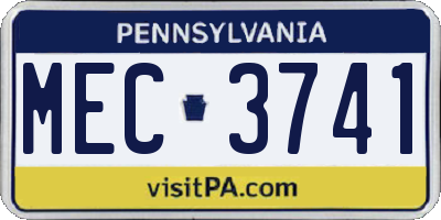 PA license plate MEC3741
