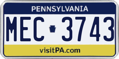 PA license plate MEC3743