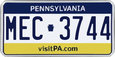 PA license plate MEC3744
