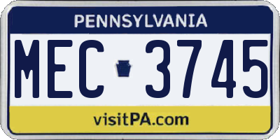 PA license plate MEC3745