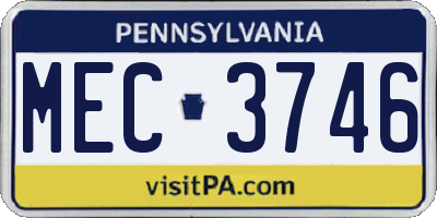 PA license plate MEC3746