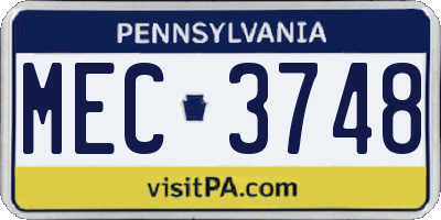 PA license plate MEC3748