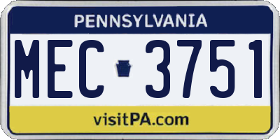 PA license plate MEC3751