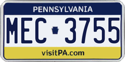 PA license plate MEC3755