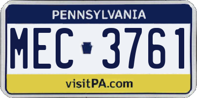 PA license plate MEC3761