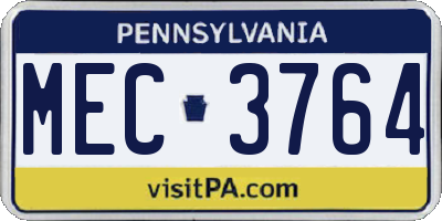 PA license plate MEC3764