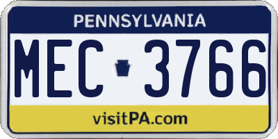 PA license plate MEC3766