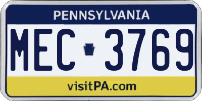 PA license plate MEC3769