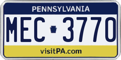 PA license plate MEC3770