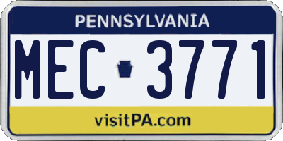PA license plate MEC3771