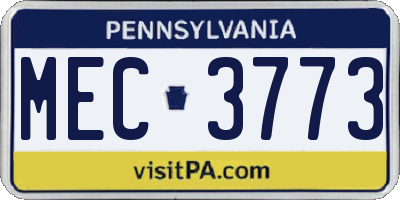 PA license plate MEC3773