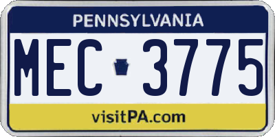 PA license plate MEC3775