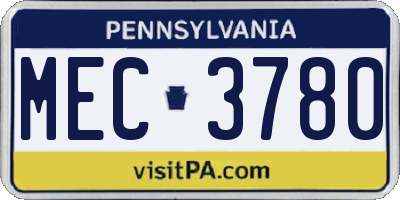 PA license plate MEC3780