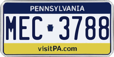 PA license plate MEC3788