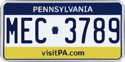 PA license plate MEC3789