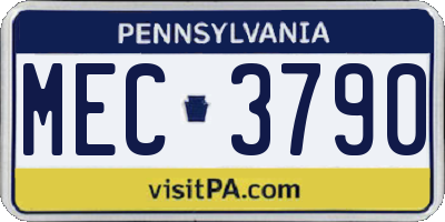 PA license plate MEC3790