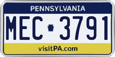PA license plate MEC3791