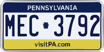 PA license plate MEC3792