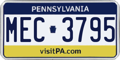 PA license plate MEC3795