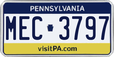 PA license plate MEC3797