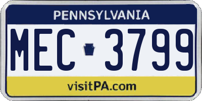 PA license plate MEC3799