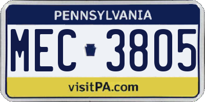 PA license plate MEC3805