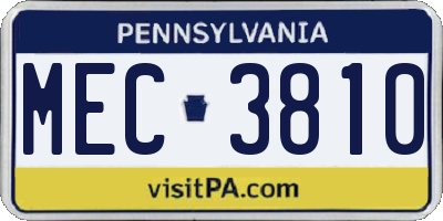 PA license plate MEC3810